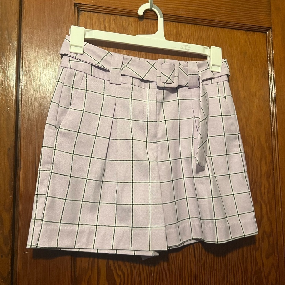 Women’s Worthington Lilac Plaid Pleated Belted Shorts Size 4